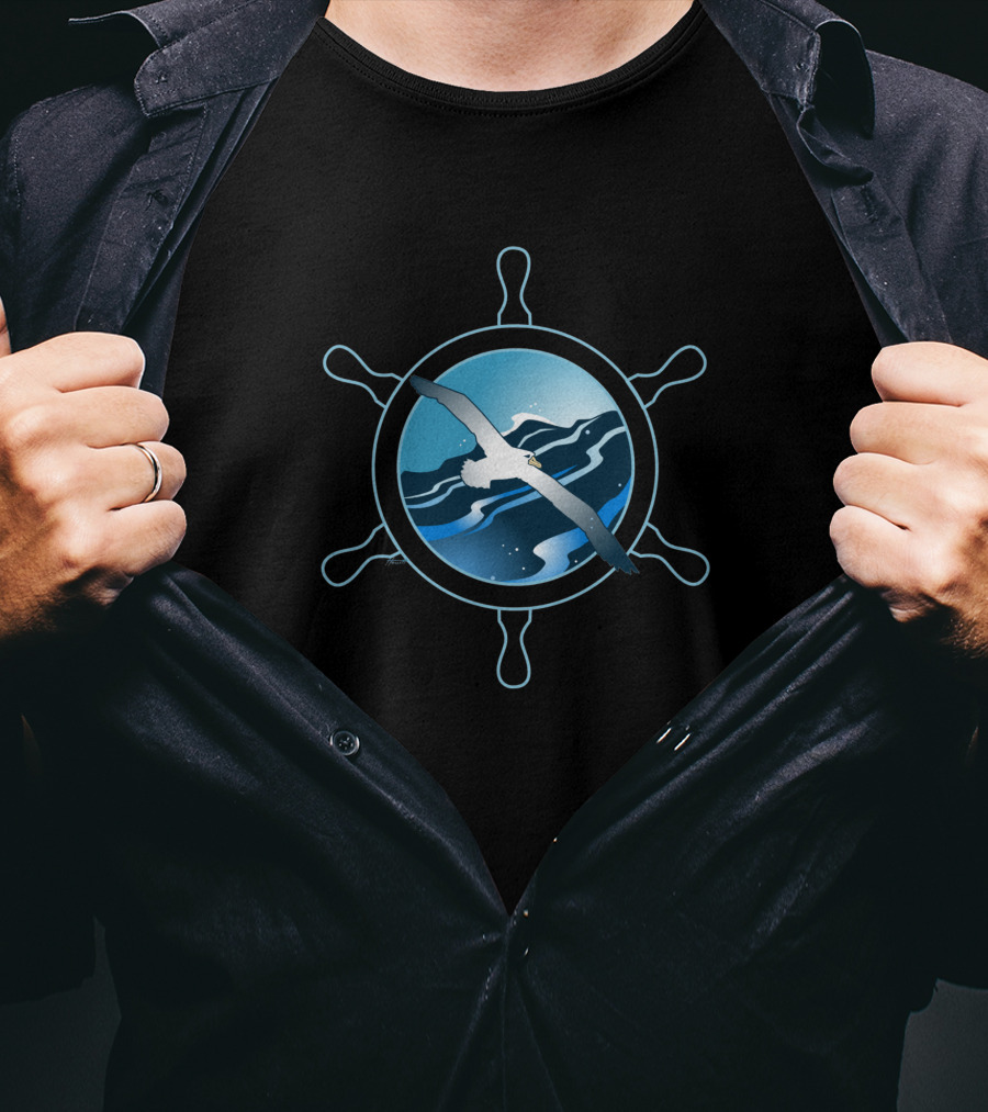 Albatross 2 Nautical Steering Wheel Ocean Scene 193423 T-Shirt