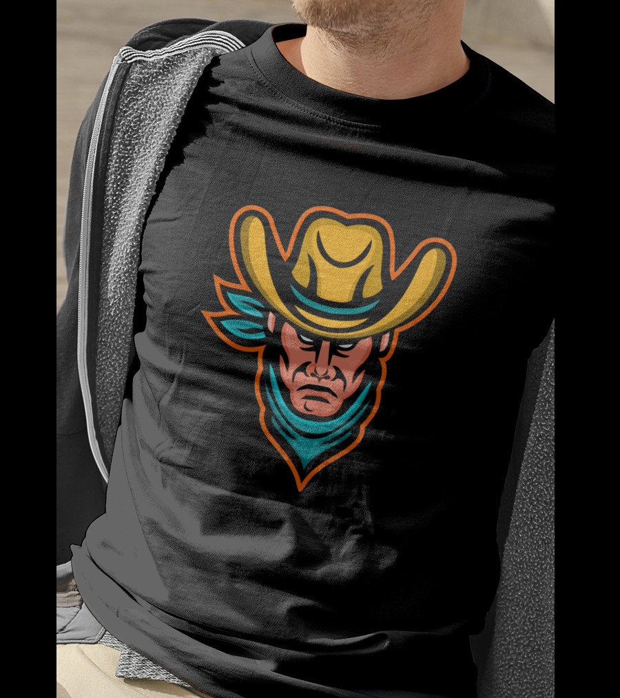 American Cowboy Mascot Icon With Hat And Bandana T-Shirt