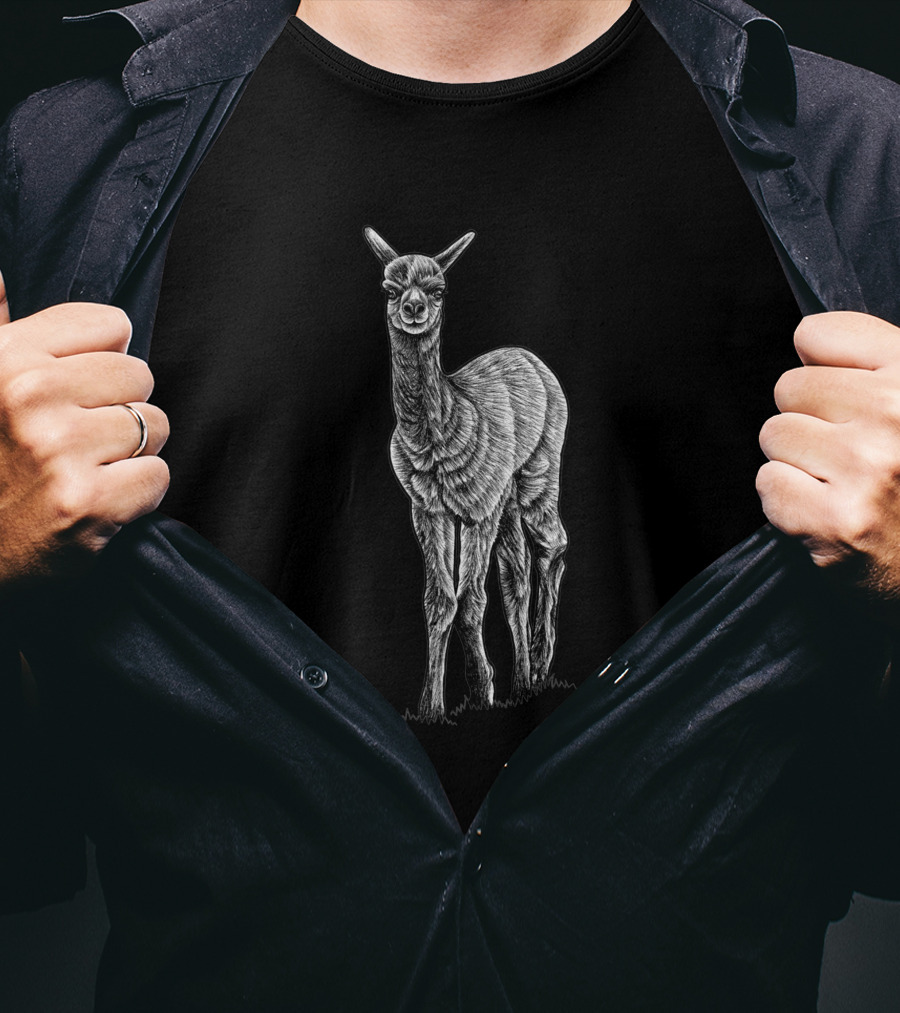 Baby Alpaca Ink Illustration 963585 Detailed T-Shirt