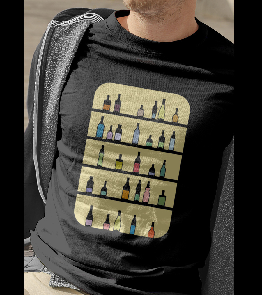 Bar 1225098 Colorful Bottles Shelf Display T-Shirt