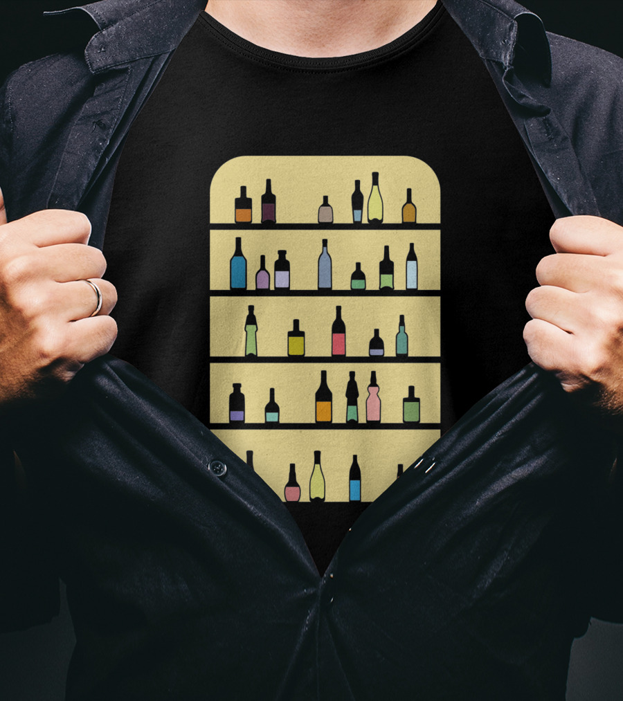 Bar 1225098 Colorful Bottles Shelf Display T-Shirt