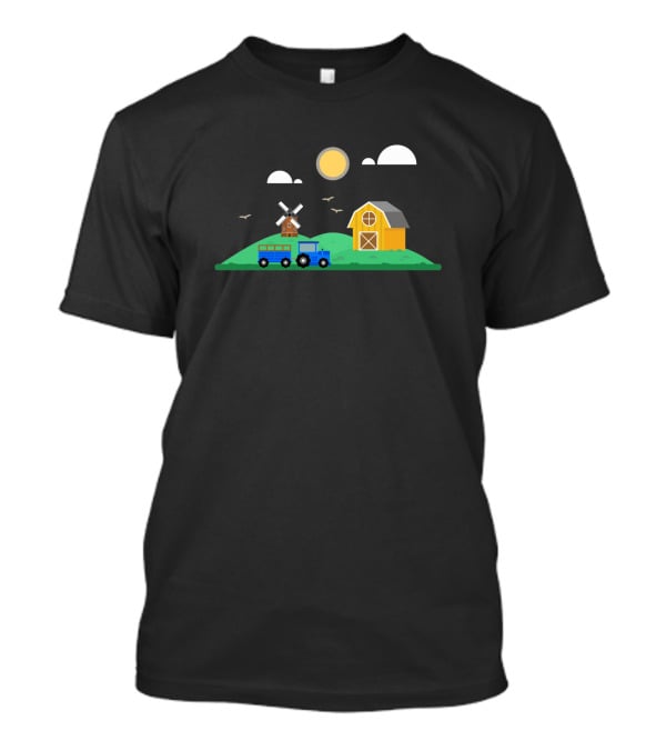 Barn Scape 392814 Windmill Barn Farm Scene T-Shirt