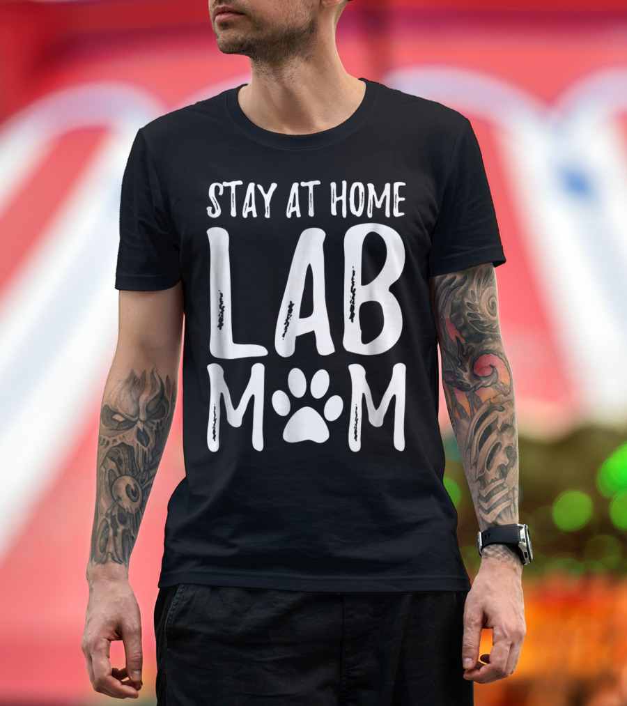 Stay At Home Lab Mom Labrador Dog Paw Prints T-Shirt