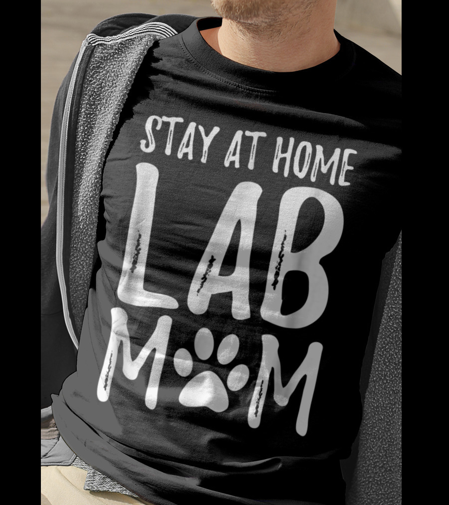 Stay At Home Lab Mom Labrador Dog Paw Prints T-Shirt