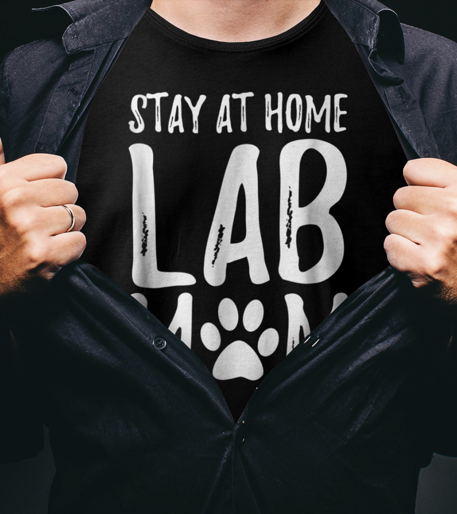 Stay At Home Lab Mom Labrador Dog Paw Prints T-Shirt