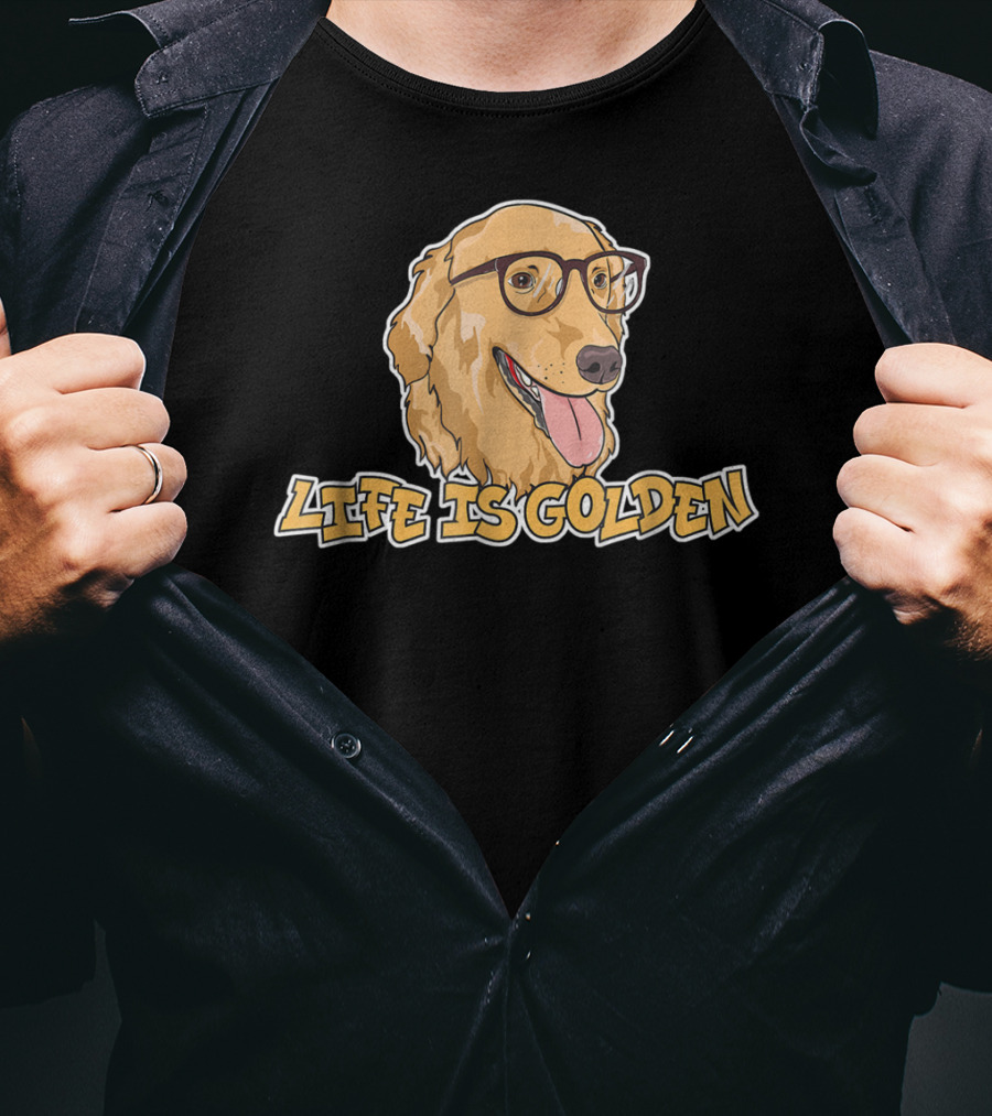 Life Is Golden Retriever Glasses T-Shirt