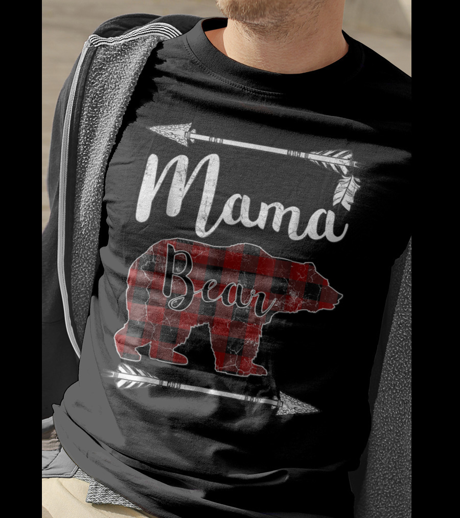 Mama Bear Buffalo Plaid Arrow T-Shirt