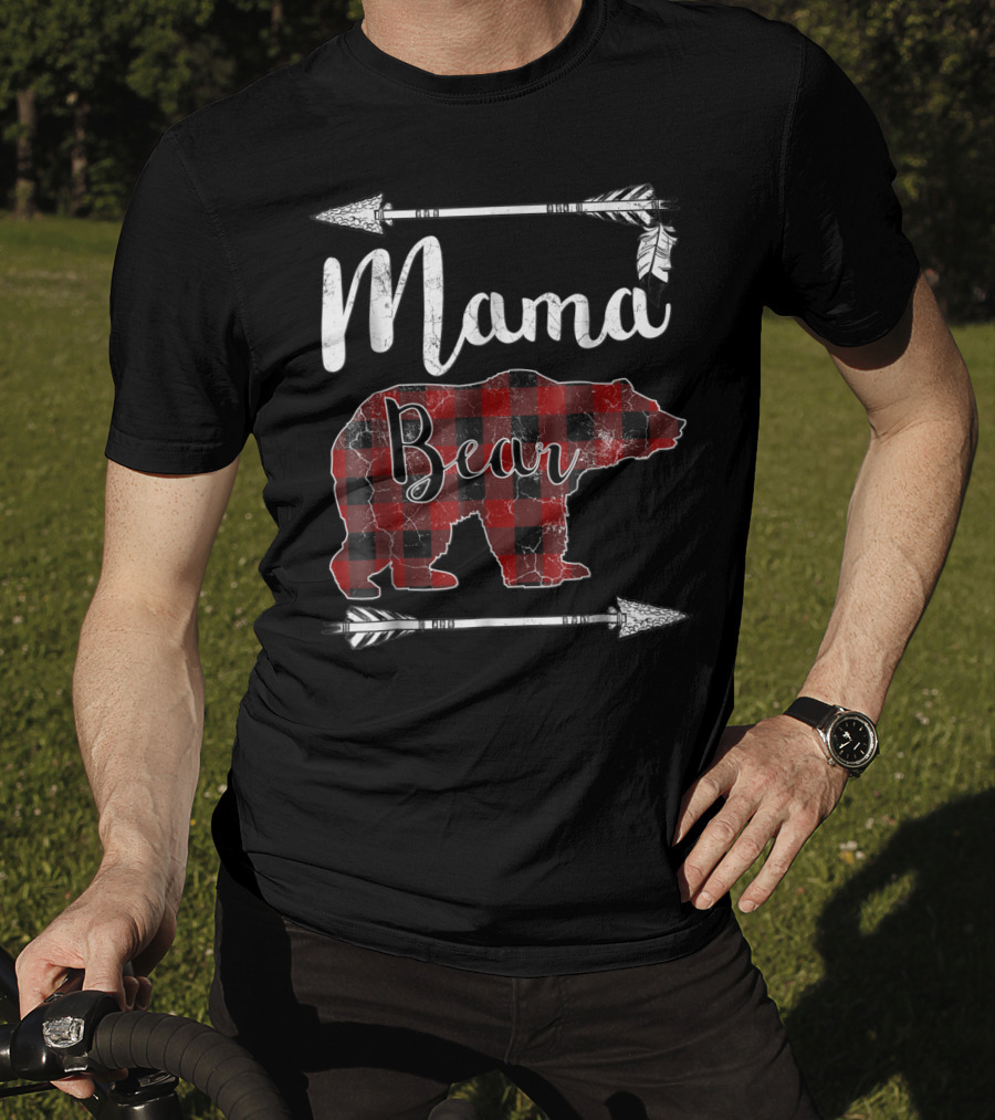 Mama Bear Buffalo Plaid Arrow T-Shirt