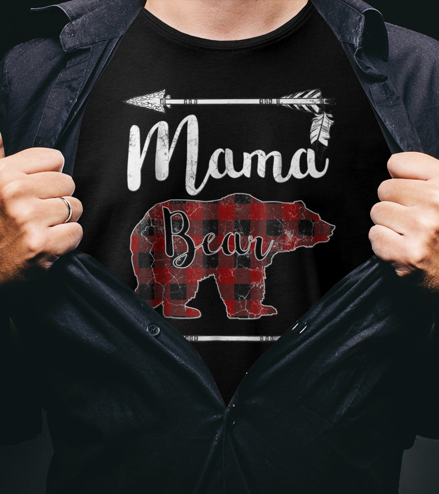 Mama Bear Buffalo Plaid Arrow T-Shirt