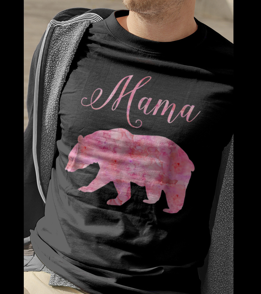 Mama Bear Mothers Birthday Mom Pink Watercolor T-Shirt