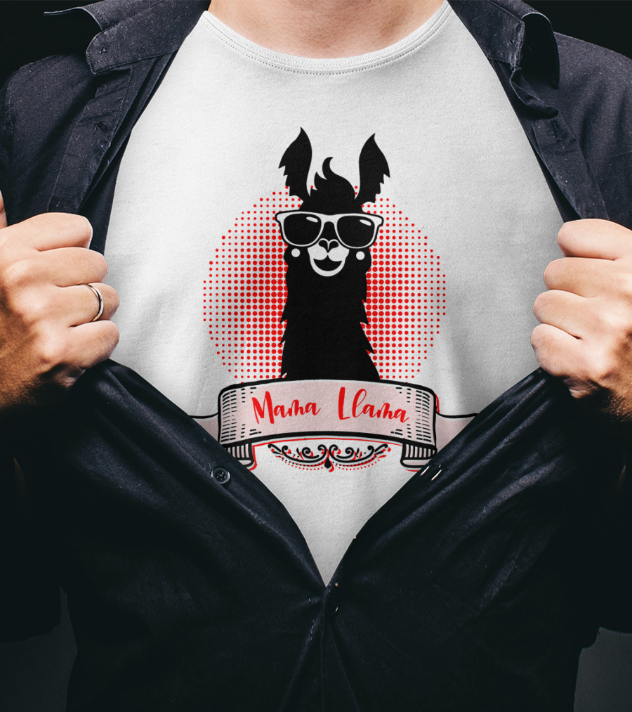Mama Llama Cool Mom Mother Grandma Auntie81 Fun Llama Wearing Sunglasses T-Shirt