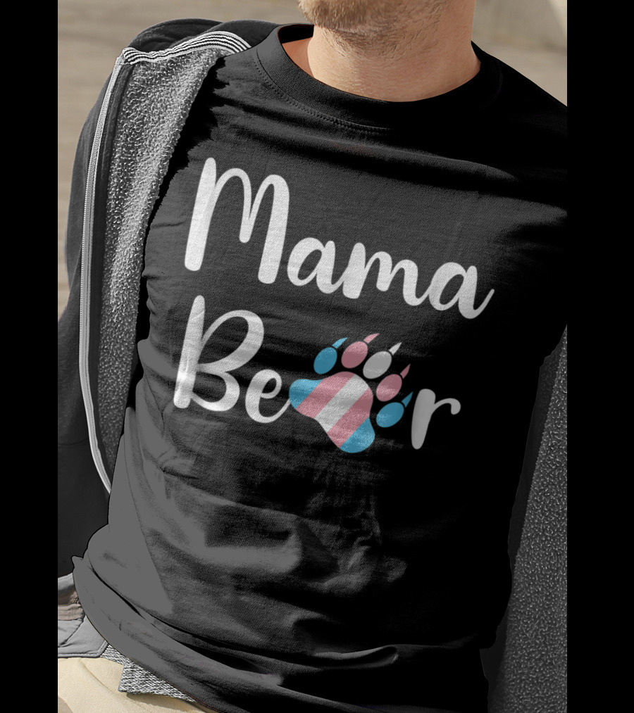 Mama Bear Trans Pride Transgender Mom Bear Paw T-Shirt