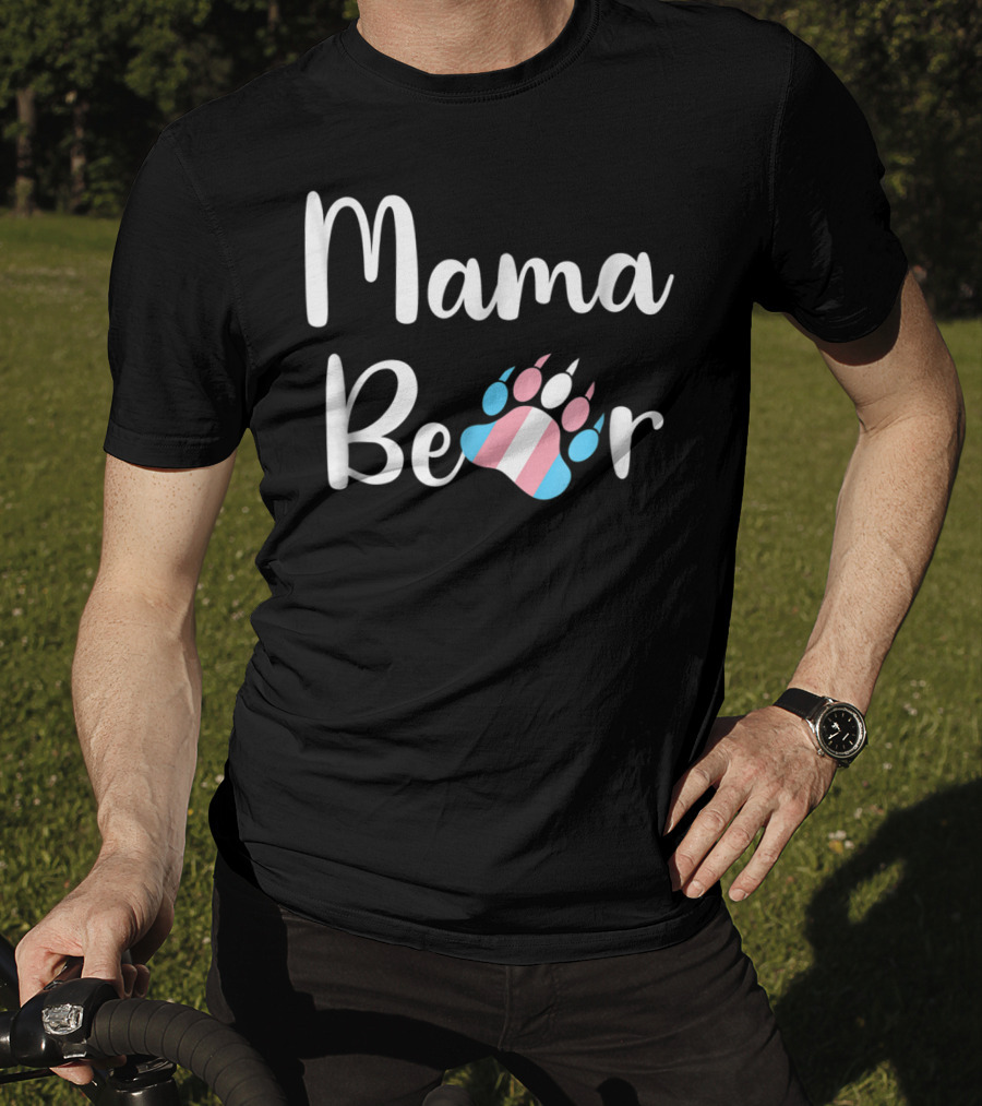 Mama Bear Trans Pride Transgender Mom Bear Paw T-Shirt
