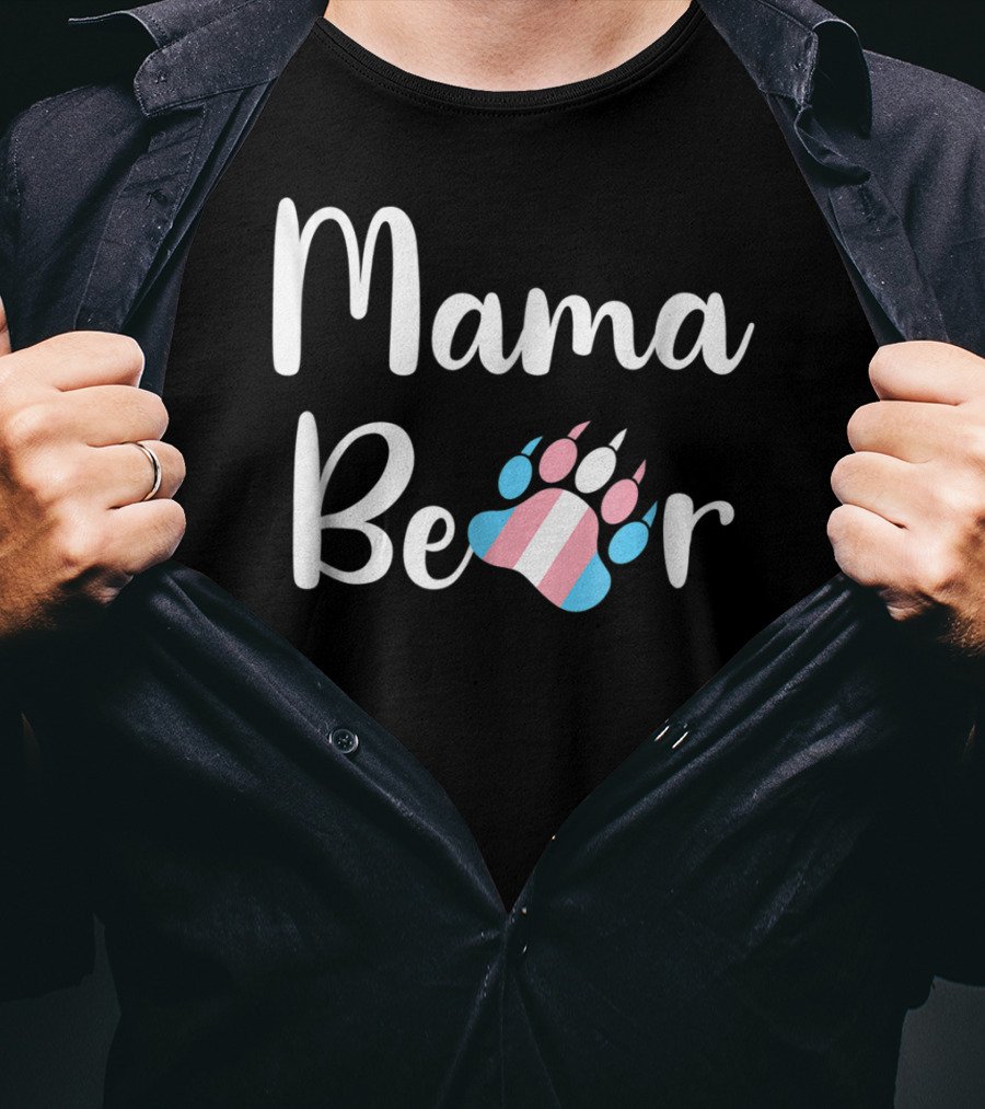 Mama Bear Trans Pride Transgender Mom Bear Paw T-Shirt