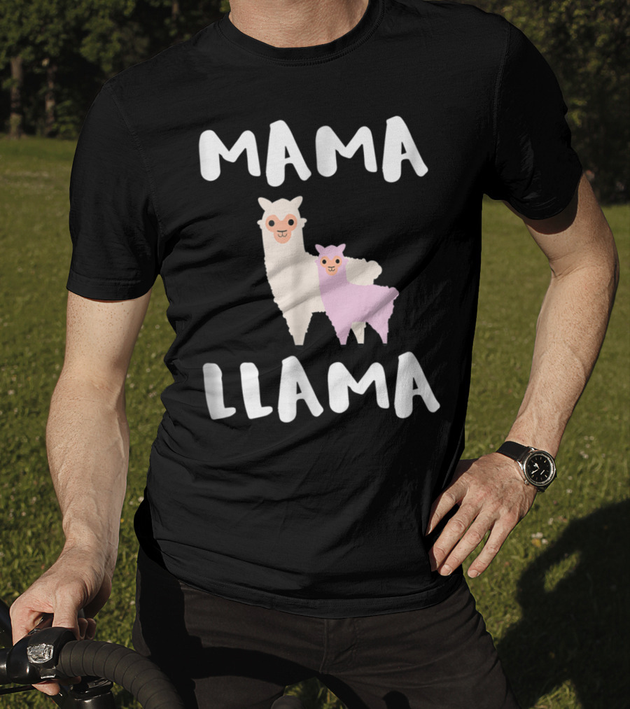 Mama Llama Cute Funny Llama Duo T-Shirt
