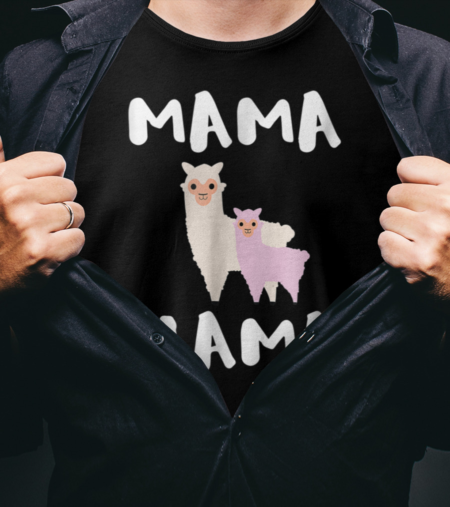 Mama Llama Cute Funny Llama Duo T-Shirt