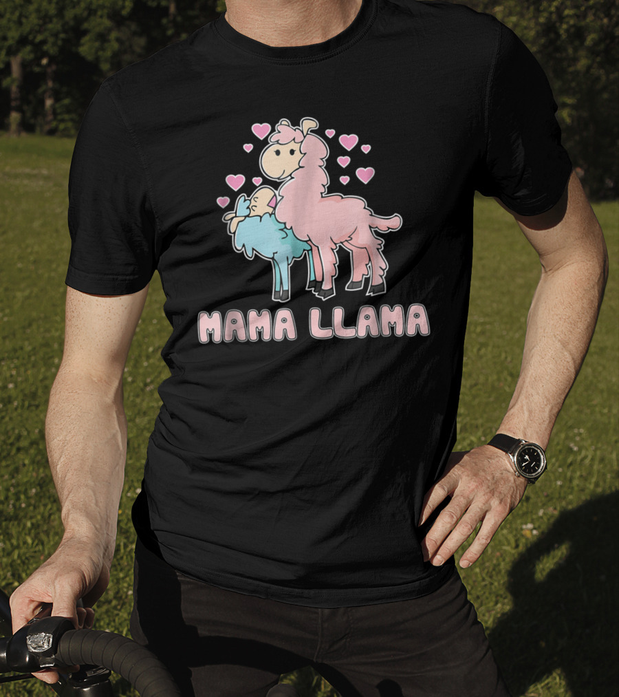 Mama Llama Cute Hearts Llama T-Shirt