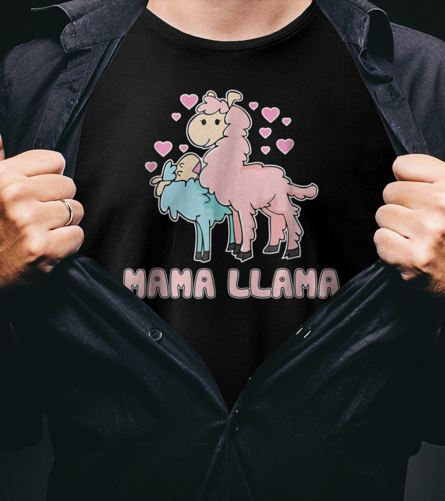 Mama Llama Cute Hearts Llama T-Shirt