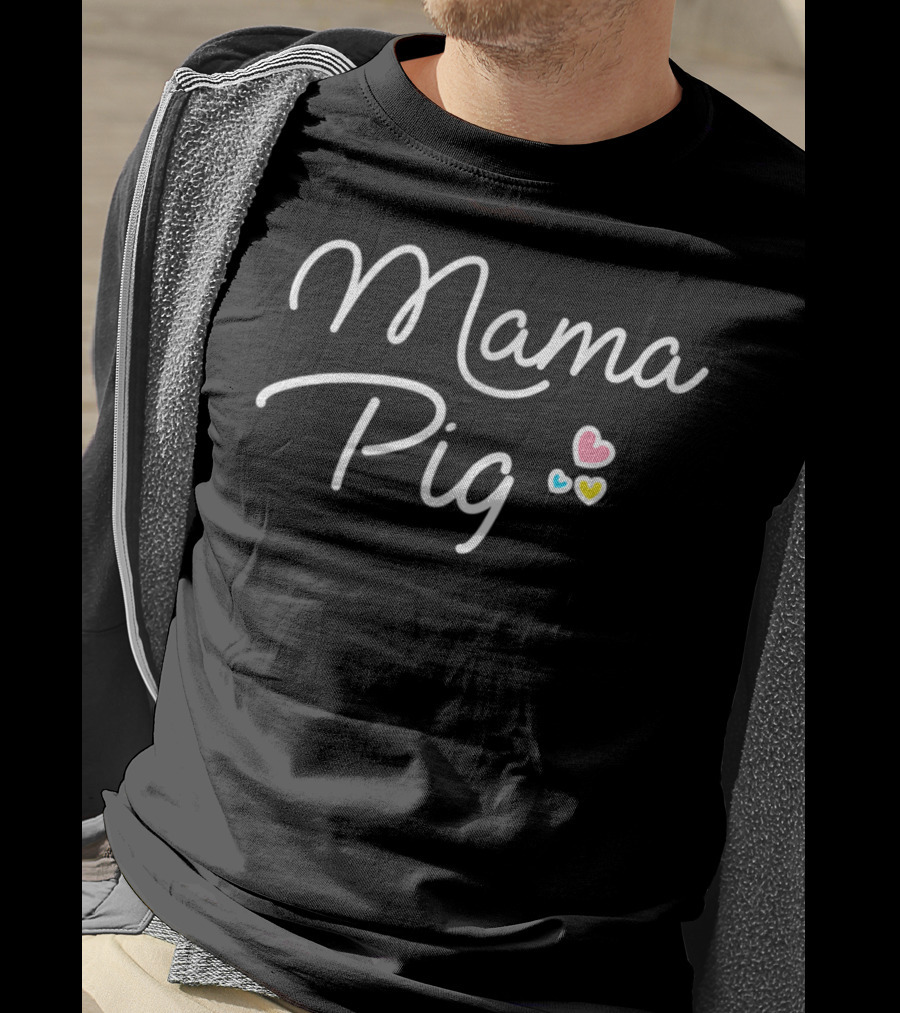 Mama Pig Pig Lover Mom17 Hearts T-Shirt