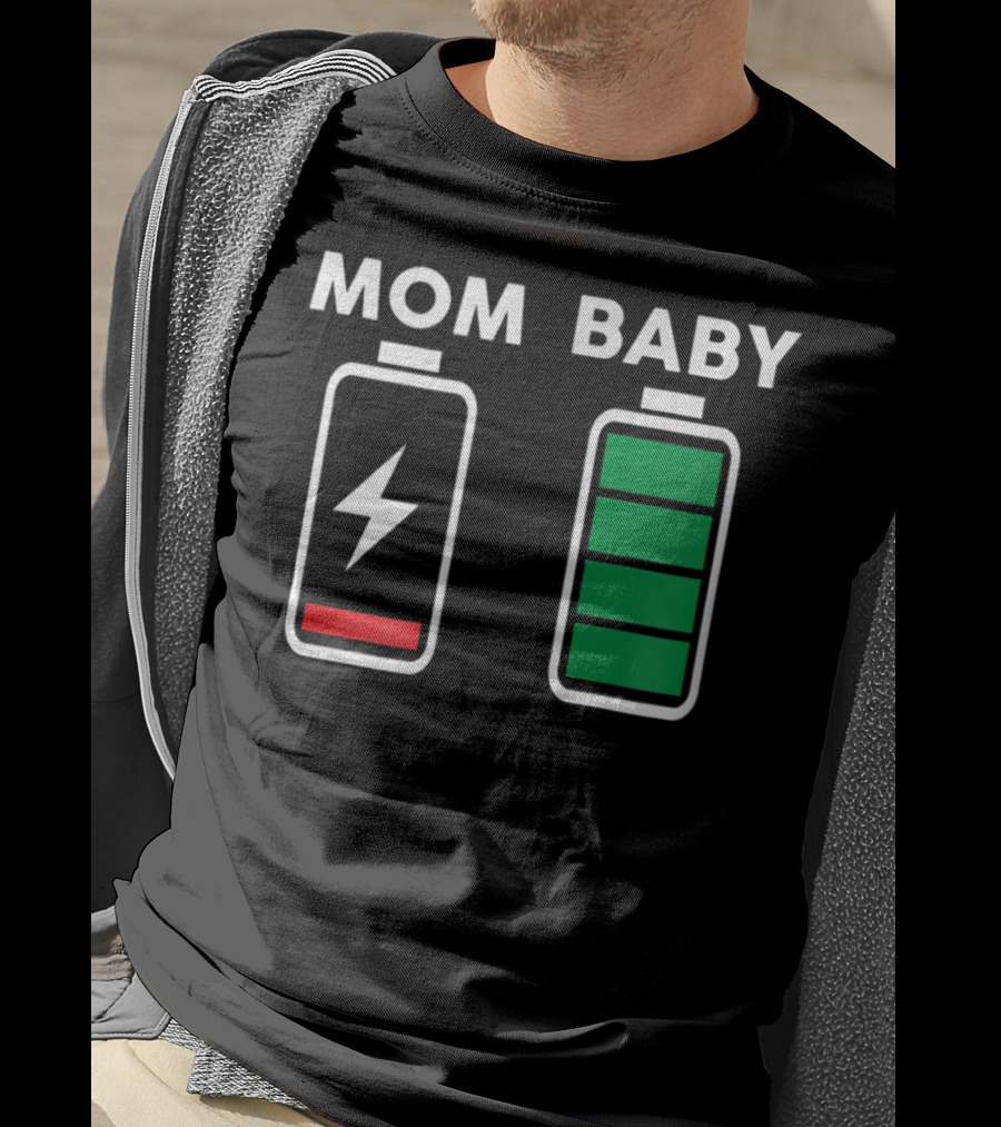 Mom Baby Battery Drained Full Charge Icons T-Shirt