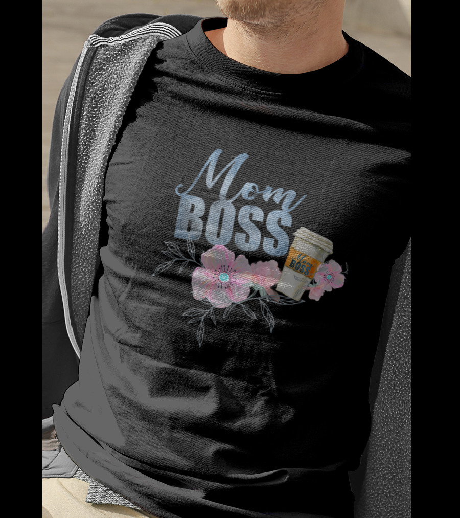 Mom Boss Coffee Floral T-Shirt
