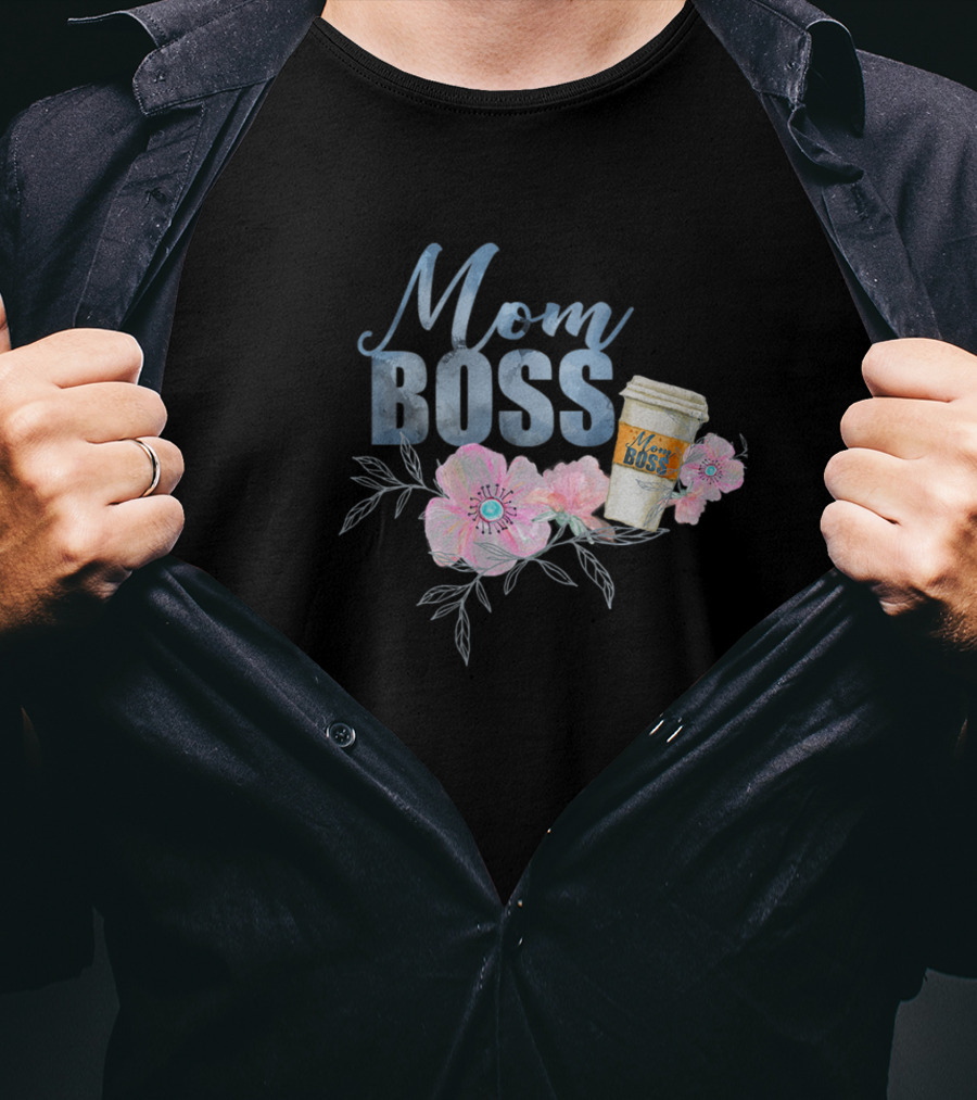 Mom Boss Coffee Floral T-Shirt