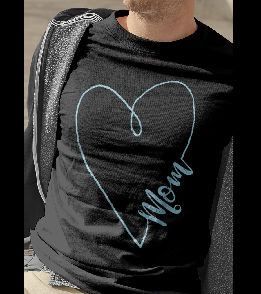 Mom Heart Aquamarine March Birthstone T-Shirt