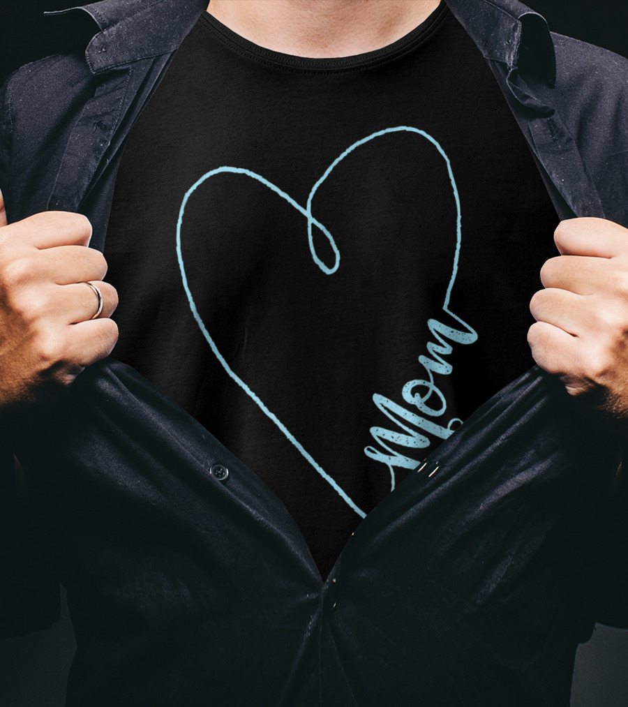 Mom Heart Aquamarine March Birthstone T-Shirt