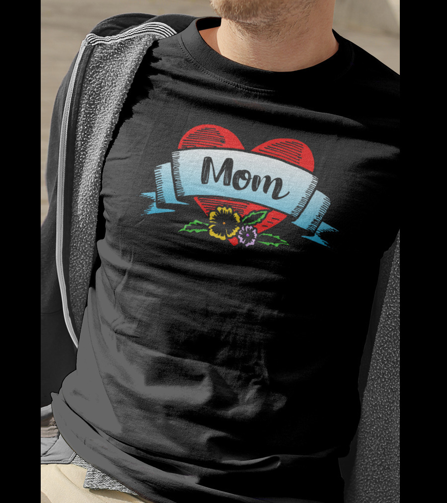 Mom Heart Floral Banner T-Shirt