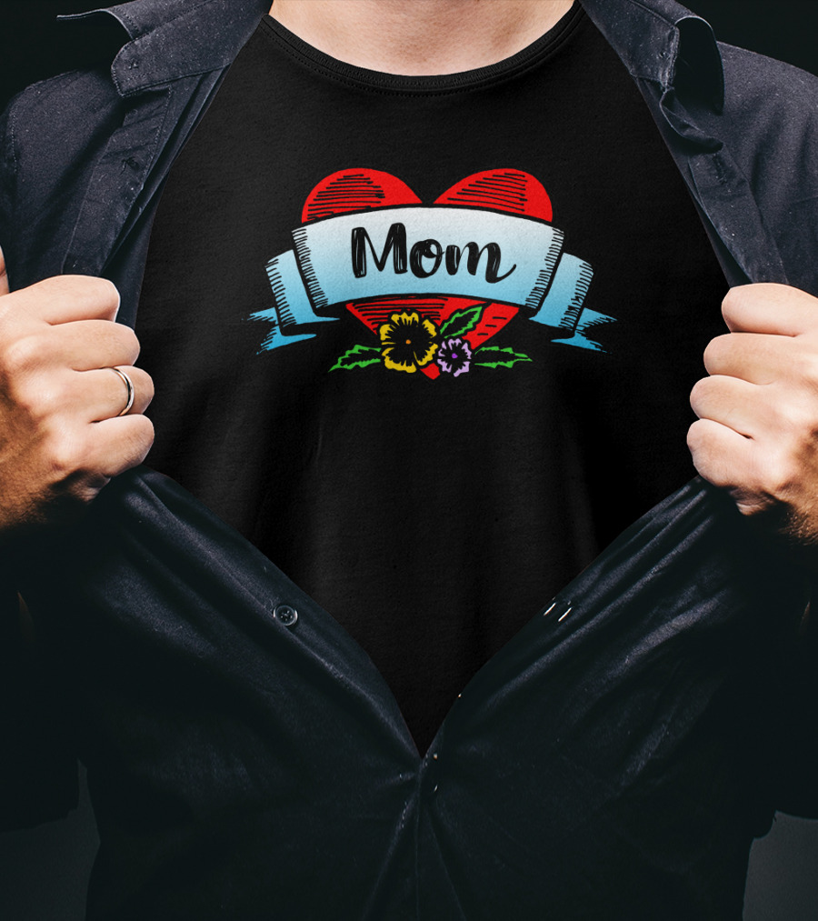 Mom Heart Floral Banner T-Shirt