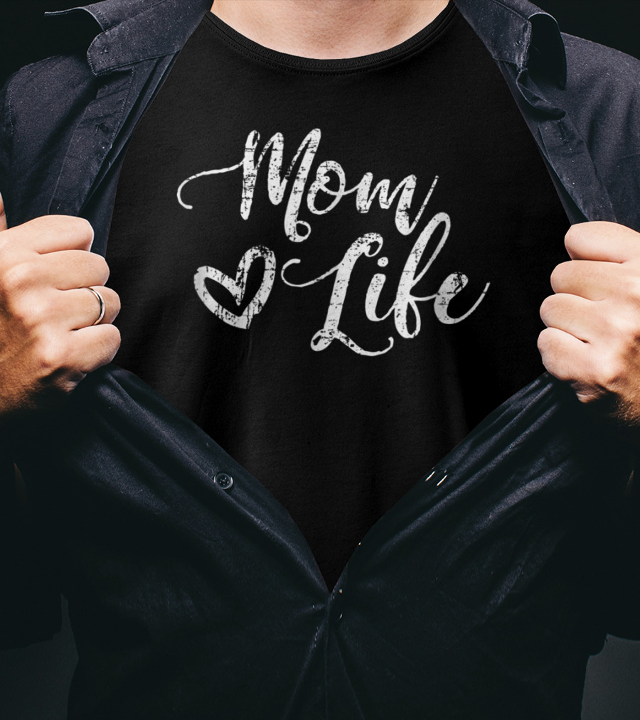 Mom Life Heart Script T-Shirt