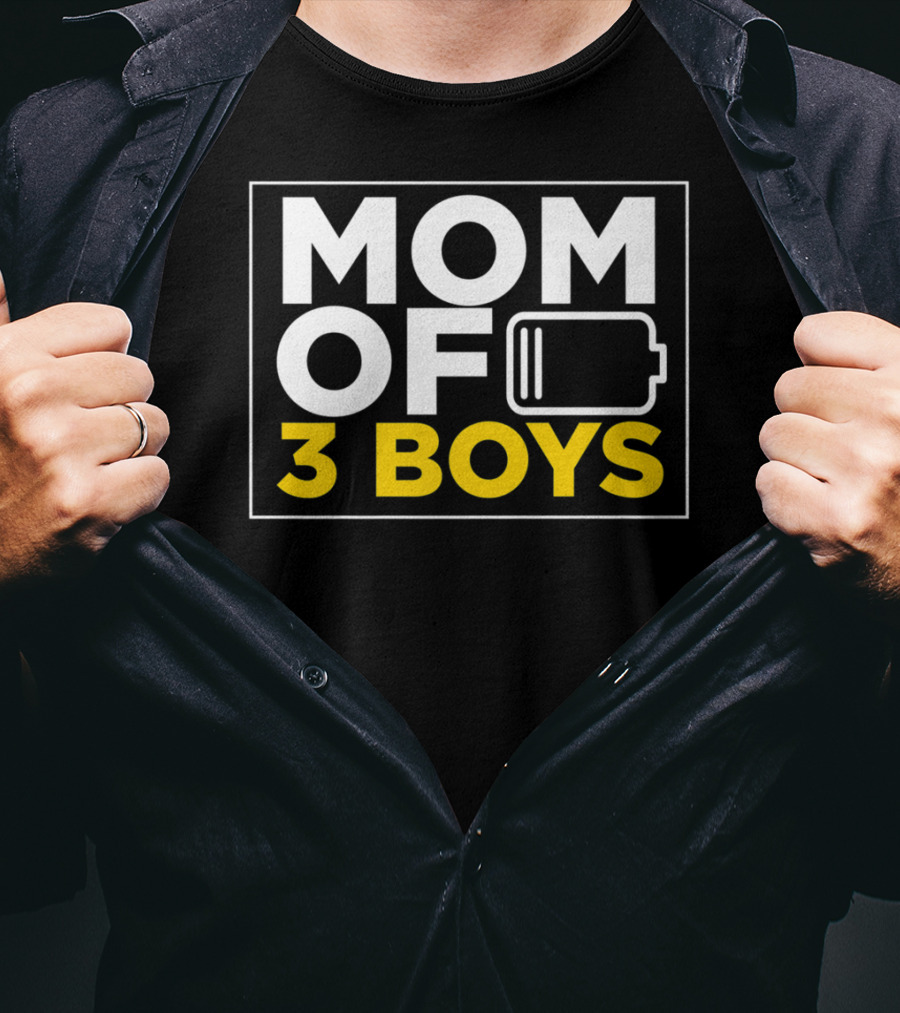MOM OF 3 BOYS Low Battery Christmas From Son T-Shirt