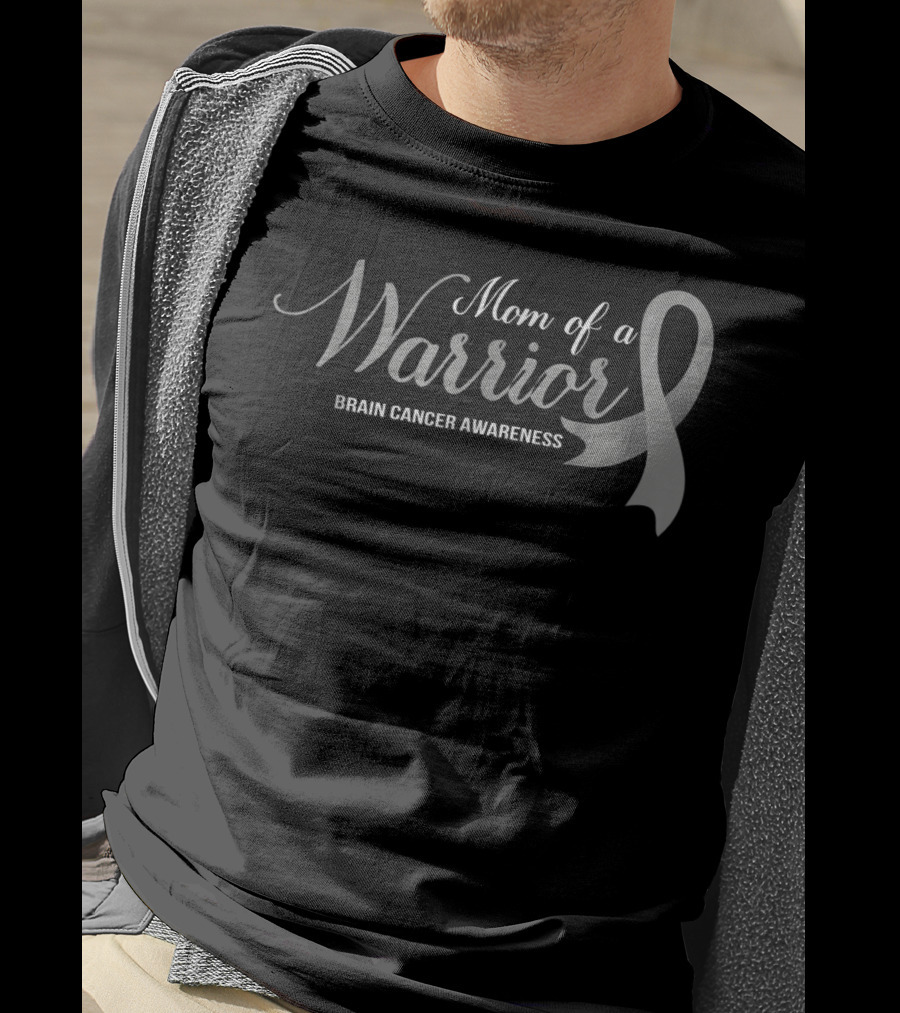 Mom Of A Warrior Brain Cancer Awareness Ribbon 46 T-Shirt