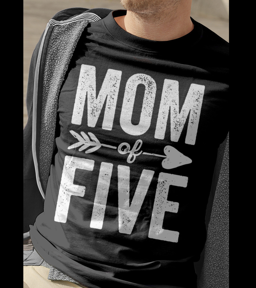 Mom Of Five Arrow Heart T-Shirt