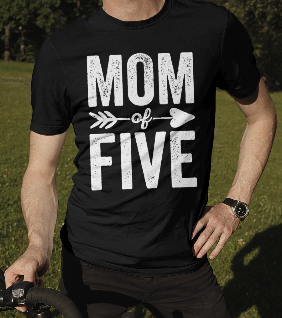 Mom Of Five Arrow Heart T-Shirt