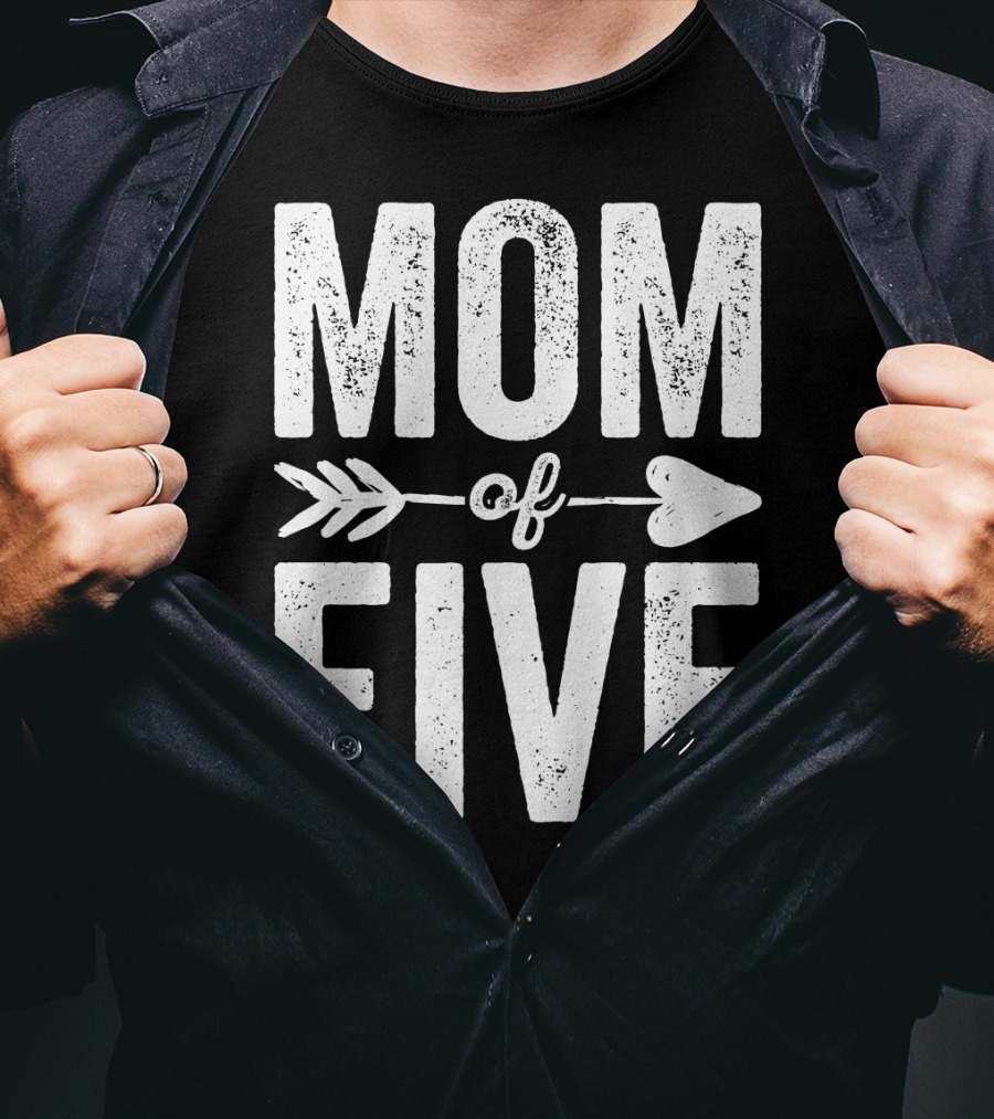 Mom Of Five Arrow Heart T-Shirt