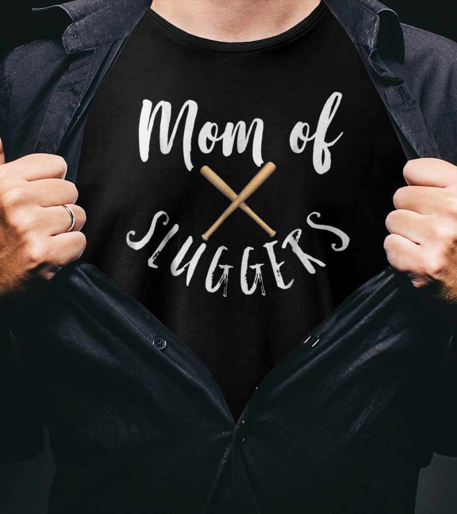 Mom Of Sluggers Baseball Bats Crossed T-Shirt