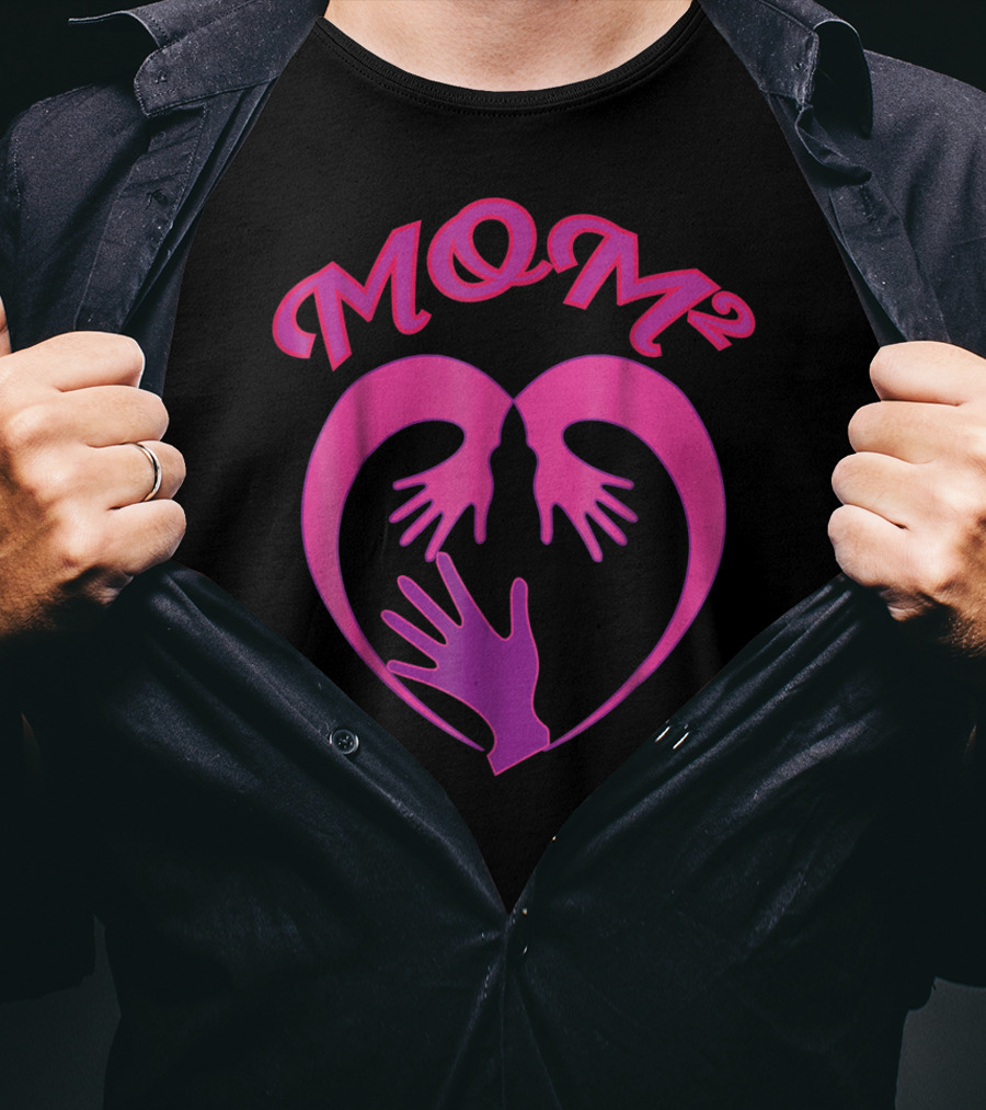 MOM Squared Heart Hands Embrace T-Shirt