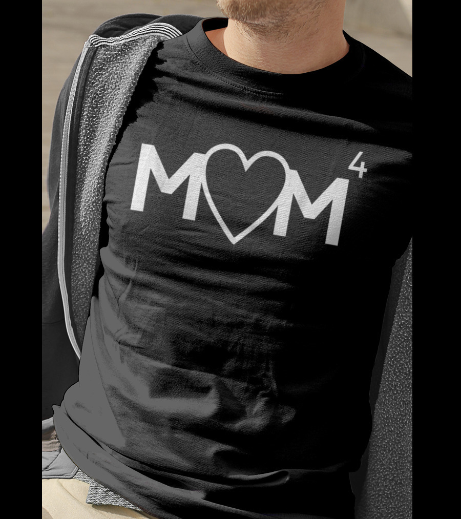 Mom Heart Symbol To The Power Of 4 Mother Of Four Children T-Shirt