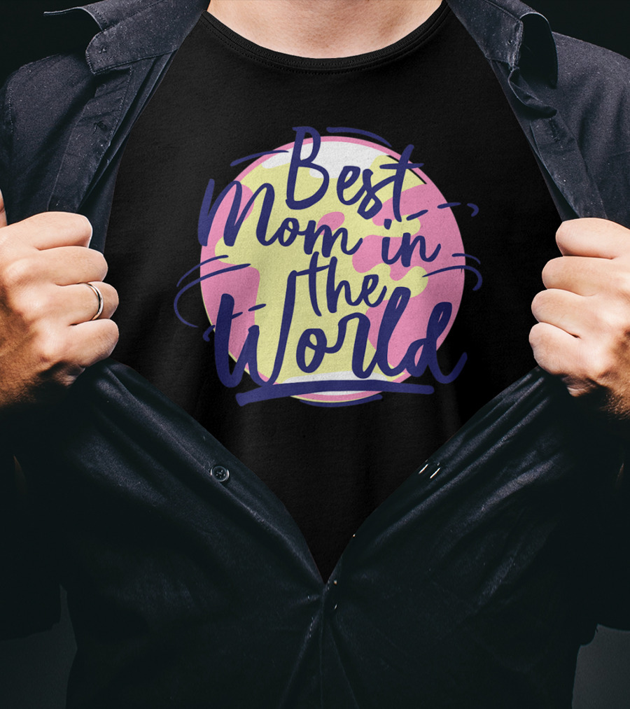 Best Mom In The World Mother's Day Pink And Yellow Circle T-Shirt