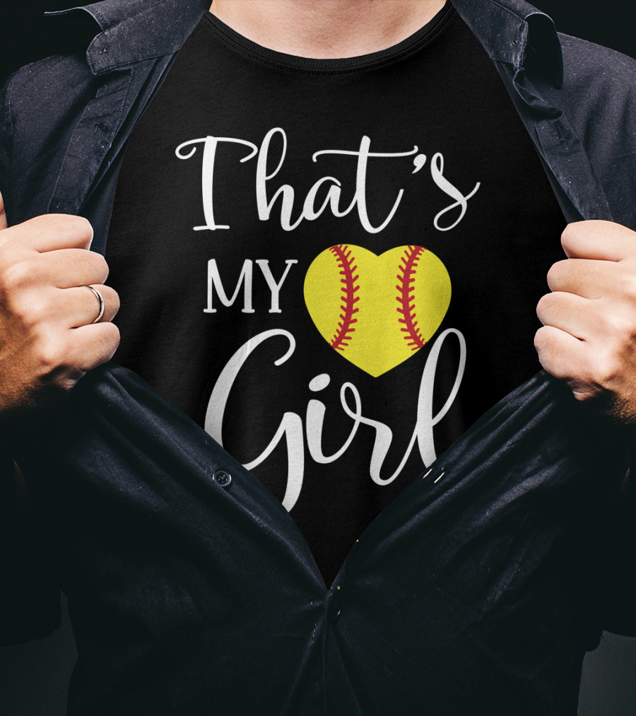 That's My Girl Softball Mom Heart T-Shirt