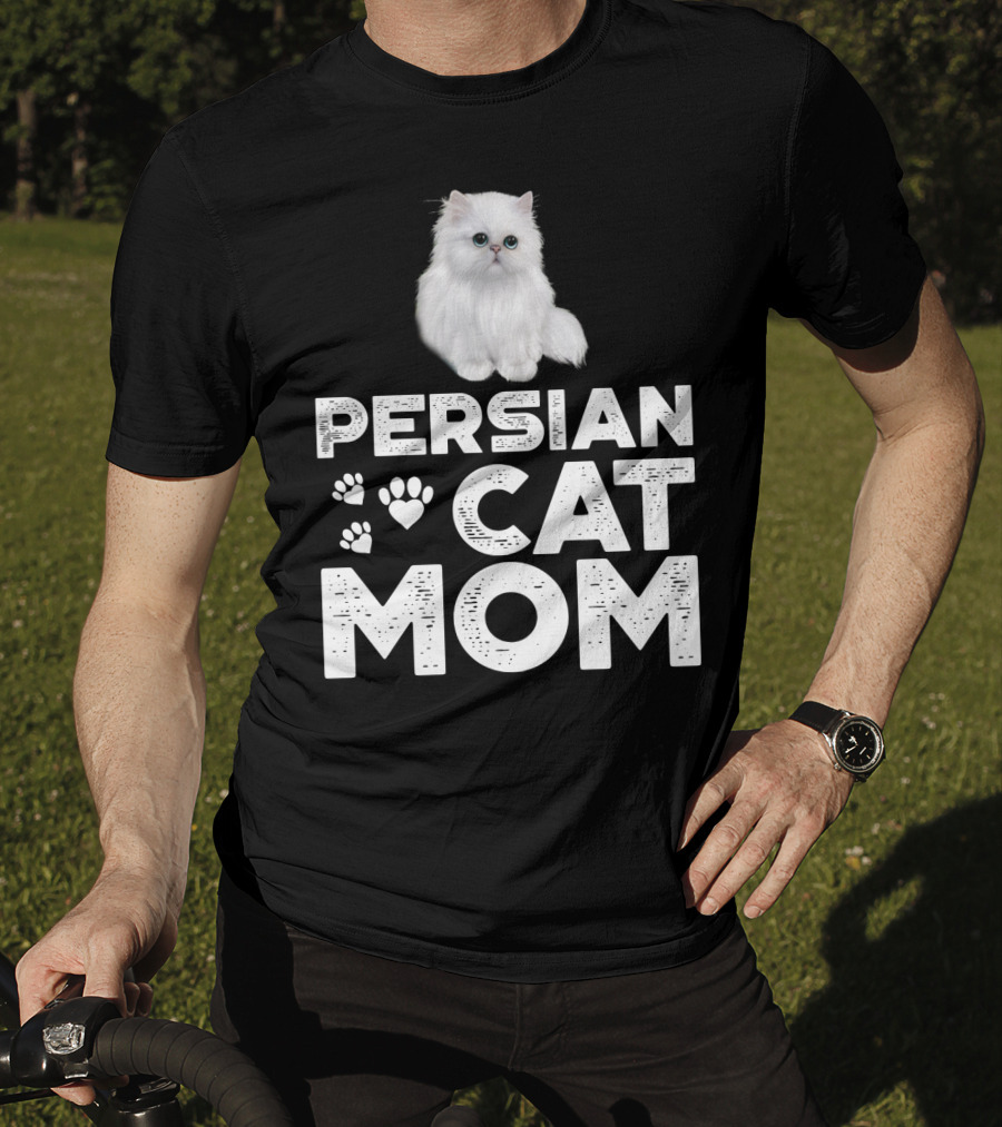 Persian Cat Mom With Paw And Heart Design For Female Cat Owners T-Shirt