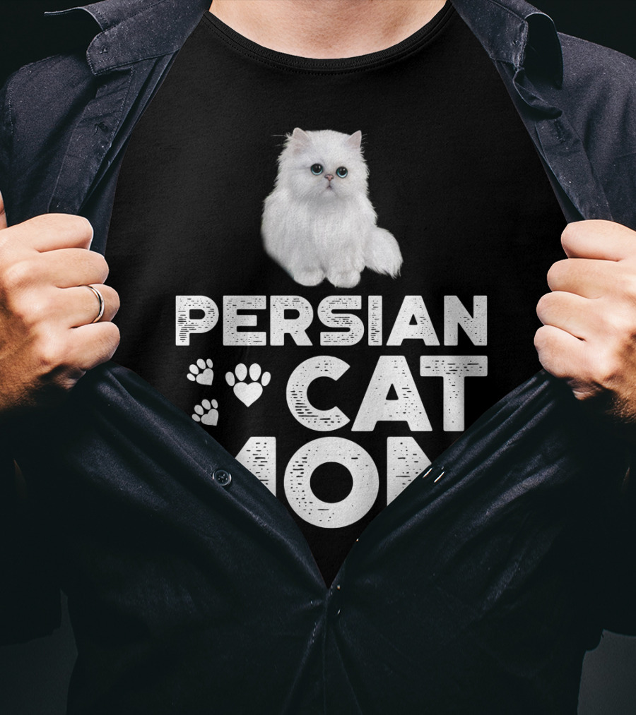 Persian Cat Mom With Paw And Heart Design For Female Cat Owners T-Shirt