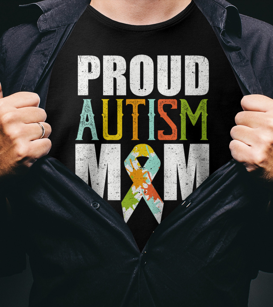Proud Autism Mom Multicolor Awareness T-Shirt