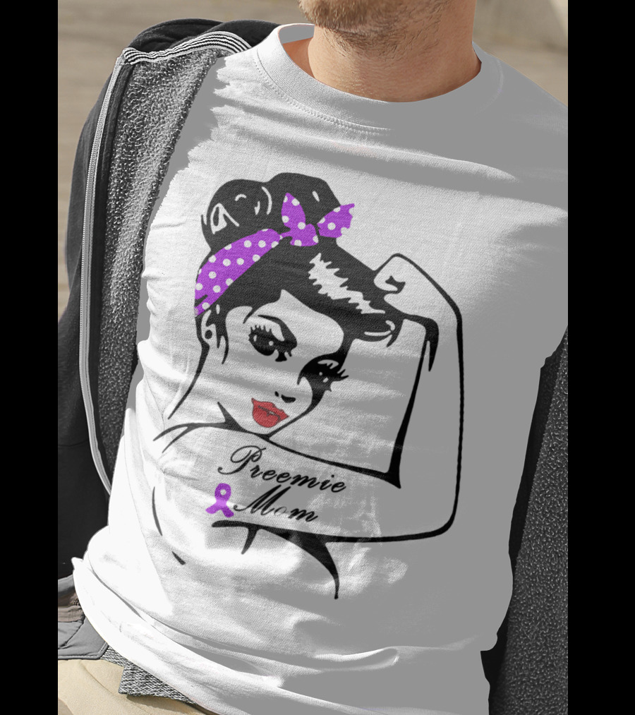 Preemie Mom Strong Rosie Purple T-Shirt