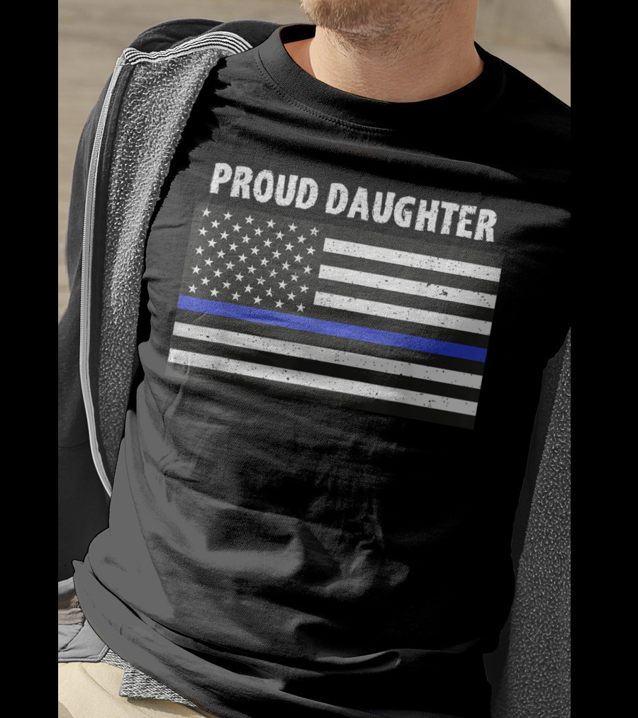 Proud Daughter Thin Blue Line American Flag T-Shirt