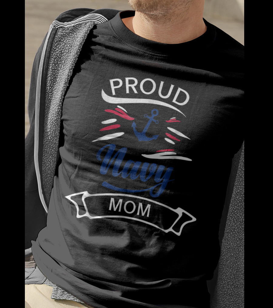 Proud Navy Mom Anchor T-Shirt