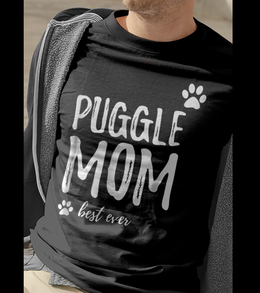 Puggle Mom Best Ever Dog Lover Paw Prints T-Shirt