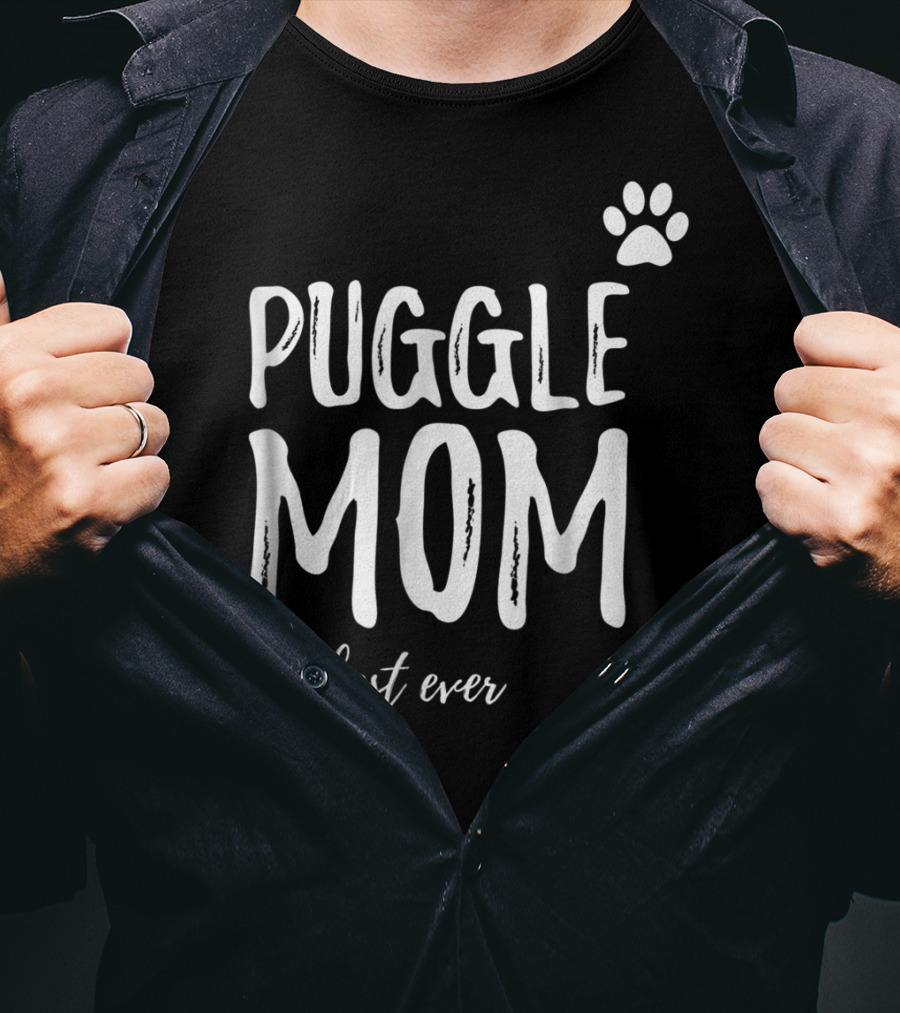 Puggle Mom Best Ever Dog Lover Paw Prints T-Shirt