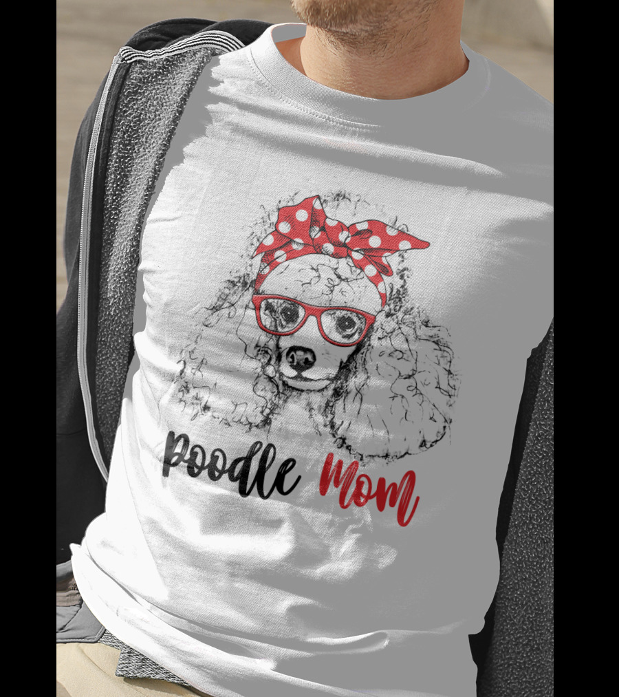 Red Poodle Mom With Bow And Glasses For Women81 T-Shirt